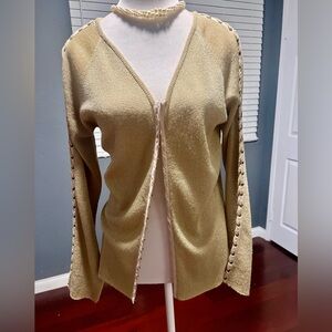 Chic Women's Gold Cardigan. EUC. Size L